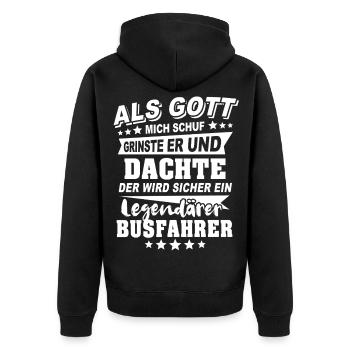 Busfahrer - Unisex Premium Bio Zip Hoodie - Schwarz - Hinten - Nico (187cm)