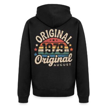 Original Août 1979 Vintage Anniversaire 1979 - Veste à capuche bio Premium Unisexe - noir - Dos - Nico (187cm)