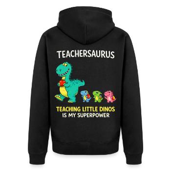 Teachersaurus Humour d’enseignant avec Petit Dinosaure - Veste à capuche bio Premium Unisexe - noir - Dos - Nico (187cm)