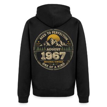 Cadeau Anniversaire 1967 Août Vintage 1967  - Veste à capuche bio Premium Unisexe - noir - Dos - Nico (187cm)