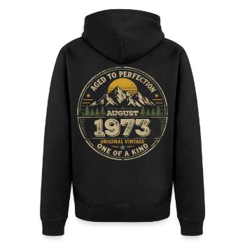 Cadeau Anniversaire 1973 Août Vintage 1973  - Veste à capuche bio Premium Unisexe - noir - Dos - Nico (187cm)