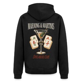 Mahjong Martini Spielabend - Unisex Premium Bio Zip Hoodie - Schwarz - Hinten - Nico (187cm)