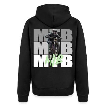 MTB - Unisex Premium Bio Zip Hoodie - Schwarz - Hinten - Nico (187cm)