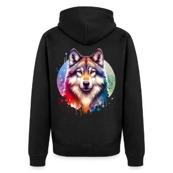 Motif du chien-loup - Veste à capuche bio Premium Unisexe - noir - Dos - Nico (187cm)