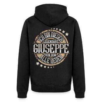 Giuseppe - Unisex Premium Bio Zip Hoodie - Schwarz - Hinten - Nico (187cm)