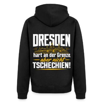 Dresden Hart an der Grenze Nicht Tschechien - Unisex Premium Bio Zip Hoodie - Schwarz - Hinten - Nico (187cm)