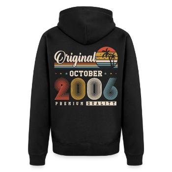 Original 2006 – 20. Geburtstag Vintage Retro - Unisex Premium Bio Zip Hoodie - Schwarz - Hinten - Nico (187cm)