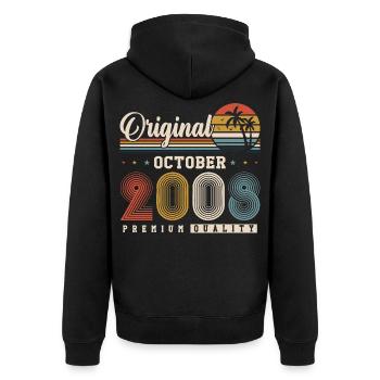 Original 2008 – 18. Geburtstag Vintage Retro - Unisex Premium Bio Zip Hoodie - Schwarz - Hinten - Nico (187cm)