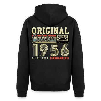 Original octobre 1956 – 70e anniversaire Rétro - Veste à capuche bio Premium Unisexe - noir - Dos - Nico (187cm)