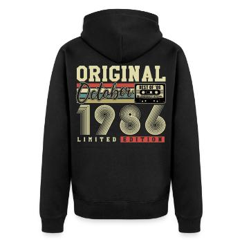 Original octobre 1986 – 40e anniversaire Rétro - Veste à capuche bio Premium Unisexe - noir - Dos - Nico (187cm)