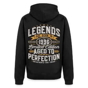 Cadeau rétro vintage d’anniversaire 1996 - Veste à capuche bio Premium Unisexe - noir - Dos - Nico (187cm)