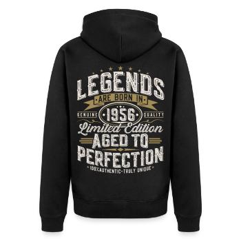1956 Vintage Anniversaire Vintage Rétro Cadeau - Veste à capuche bio Premium Unisexe - noir - Dos - Nico (187cm)