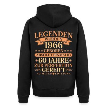 1966 Jahrgang geboren Legenden 60. Geburtstag - Unisex Premium Bio Zip Hoodie - Schwarz - Hinten - Nico (187cm)