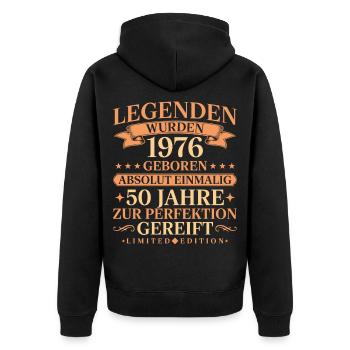 1976 Jahrgang geboren Legenden 50. Geburtstag - Unisex Premium Bio Zip Hoodie - Schwarz - Hinten - Nico (187cm)