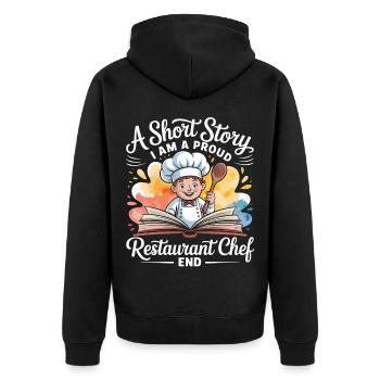 Restaurant Chef A Short Story I Am A Kitchen Staff - Unisex Premium Bio Zip Hoodie - Schwarz - Hinten - Nico (187cm)