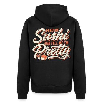 Nourris-moi des sushis jolis - Veste à capuche bio Premium Unisexe - noir - Dos - Nico (187cm)