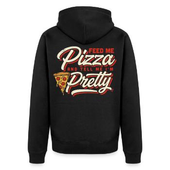 Nourris-moi de pizza Dis-moi que je suis jolie - Veste à capuche bio Premium Unisexe - noir - Dos - Nico (187cm)