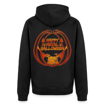 Joyeux Metal Halloween Drum Pumpkin - Veste à capuche bio Premium Unisexe - noir - Dos - Nico (187cm)