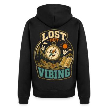 Un humour errant perdu mais vibrant - Veste à capuche bio Premium Unisexe - noir - Dos - Nico (187cm)