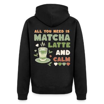 Matcha Latte Calm Design - Veste à capuche bio Premium Unisexe - noir - Dos - Nico (187cm)