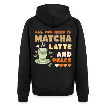 Matcha Latte Design - Veste à capuche bio Premium Unisexe - noir - Dos - Nico (187cm)