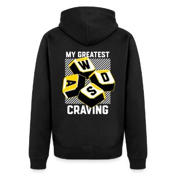 PC gaming Tastatur WASD - Unisex Premium Bio Zip Hoodie - Schwarz - Hinten - Nico (187cm)