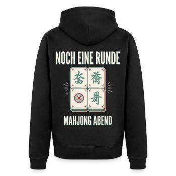 Noch eine Runde Mahjong Abend - Unisex Premium Bio Zip Hoodie - Schwarz - Hinten - Nico (187cm)