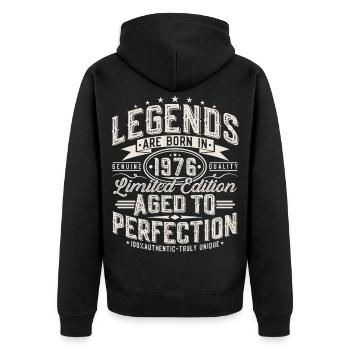 Cadeau d’anniversaire vintage vintage rétro 1976 - Veste à capuche bio Premium Unisexe - noir - Dos - Nico (187cm)