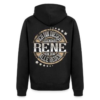 Rene - Unisex Premium Bio Zip Hoodie - Schwarz - Hinten - Nico (187cm)