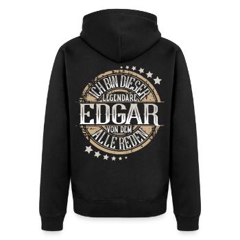 Edgar - Unisex Premium Bio Zip Hoodie - Schwarz - Hinten - Nico (187cm)
