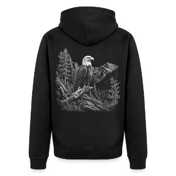 Pygargues à tête blanche dans un paysage montagneux paisible - Veste à capuche bio Premium Unisexe - noir - Dos - Nico (187cm)