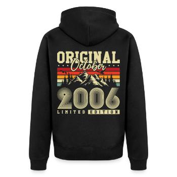 Original octobre 2006 – 20e anniversaire Millésime - Veste à capuche bio Premium Unisexe - noir - Dos - Nico (187cm)