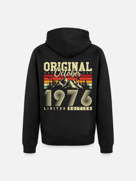 Originale ottobre 1976 – 50° anniversario - Felpa con cappuccio ecologica premium unisex - nero