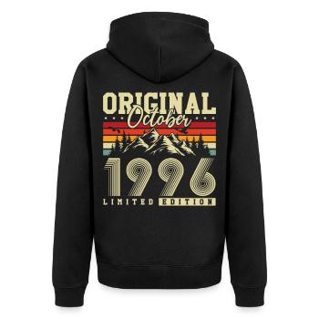 Original Oktober 1996 – 30. Geburtstag Vintage - Unisex Premium Bio Zip Hoodie - Schwarz - Hinten - Nico (187cm)