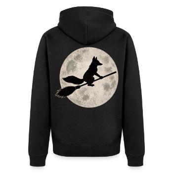 Motif de la pleine lune vintage de la sorcière renard d’Halloween - Veste à capuche bio Premium Unisexe - noir - Dos - Nico (187cm)
