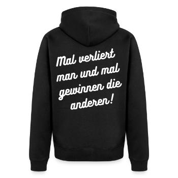 HN Mal verliert man, mal gewinnt die anderen - Unisex Premium Bio Zip Hoodie - Schwarz - Hinten - Nico (187cm)