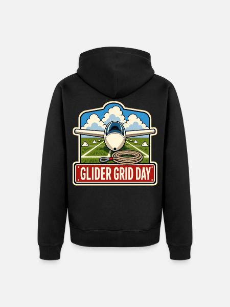 GLIDER GRID DAY - Unisex Premium Organic Zip Hoodie - black