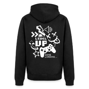 Montée de niveau – Chargement du jeu - Veste à capuche bio Premium Unisexe - noir - Dos - Nico (187cm)