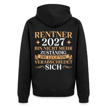 Rentner 2027 Legende verabschiedet sich - Unisex Premium Bio Zip Hoodie - Schwarz - Hinten - Nico (187cm)