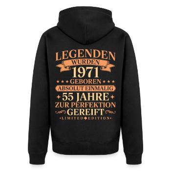 1971 Jahrgang geboren Legenden 55. Geburtstag - Unisex Premium Bio Zip Hoodie - Schwarz - Hinten - Nico (187cm)