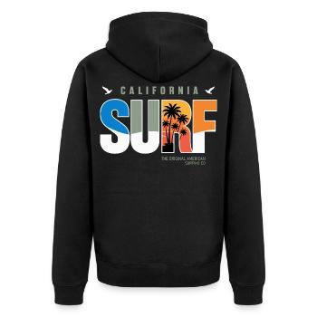 Surf Californie Palm Sunset - Veste à capuche bio Premium Unisexe - noir - Dos - Nico (187cm)