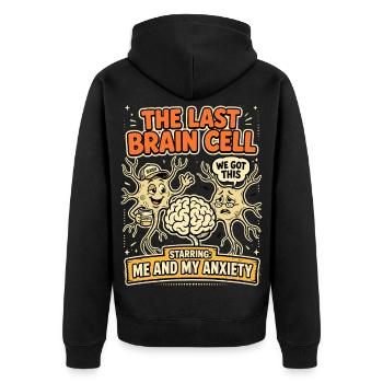 Letzte Gehirnzelle Angst Kaffee Humor - Unisex Premium Bio Zip Hoodie - Schwarz - Hinten - Nico (187cm)