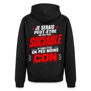 Humour Asocial Homme – Cadeau Drôle et Sarcastique - Veste à capuche bio Premium Unisexe - noir - Dos - Nico (187cm)