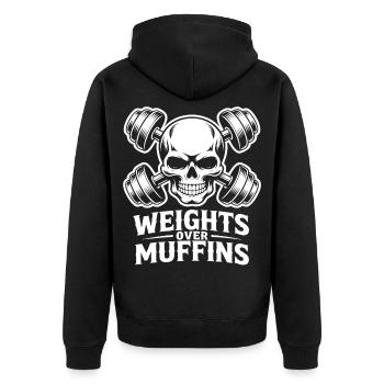 Poids sur le crâne du muffins - Veste à capuche bio Premium Unisexe - noir - Dos - Nico (187cm)