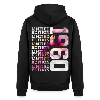 LIMITED EDITION 1960 - 66 JAHRE - 66. GEBURTSTAG - Unisex Premium Bio Zip Hoodie - Schwarz - Hinten - Nico (187cm)