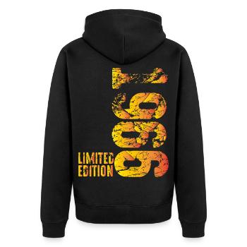 Geschenk zum 60. Geburtstag Limited Baujahr 1966 - Unisex Premium Bio Zip Hoodie - Schwarz - Hinten - Nico (187cm)