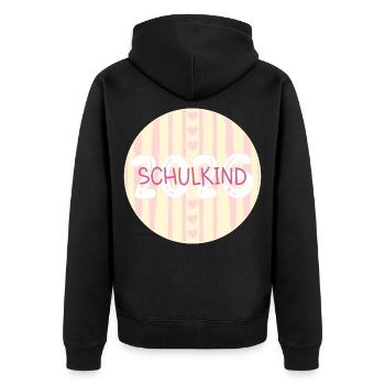 Schulkind 2026 Herz - Unisex Premium Bio Zip Hoodie - Schwarz - Hinten - Nico (187cm)