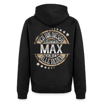 Max - Unisex Premium Bio Zip Hoodie - Schwarz - Hinten - Nico (187cm)