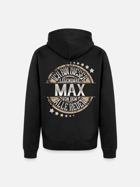 Max - Unisex Premium Bio Zip Hoodie - Schwarz