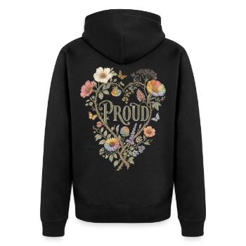 T-shirt fier en forme de cœur floral LGBTQ Pride vintage - Veste à capuche bio Premium Unisexe - noir - Dos - Nico (187cm)